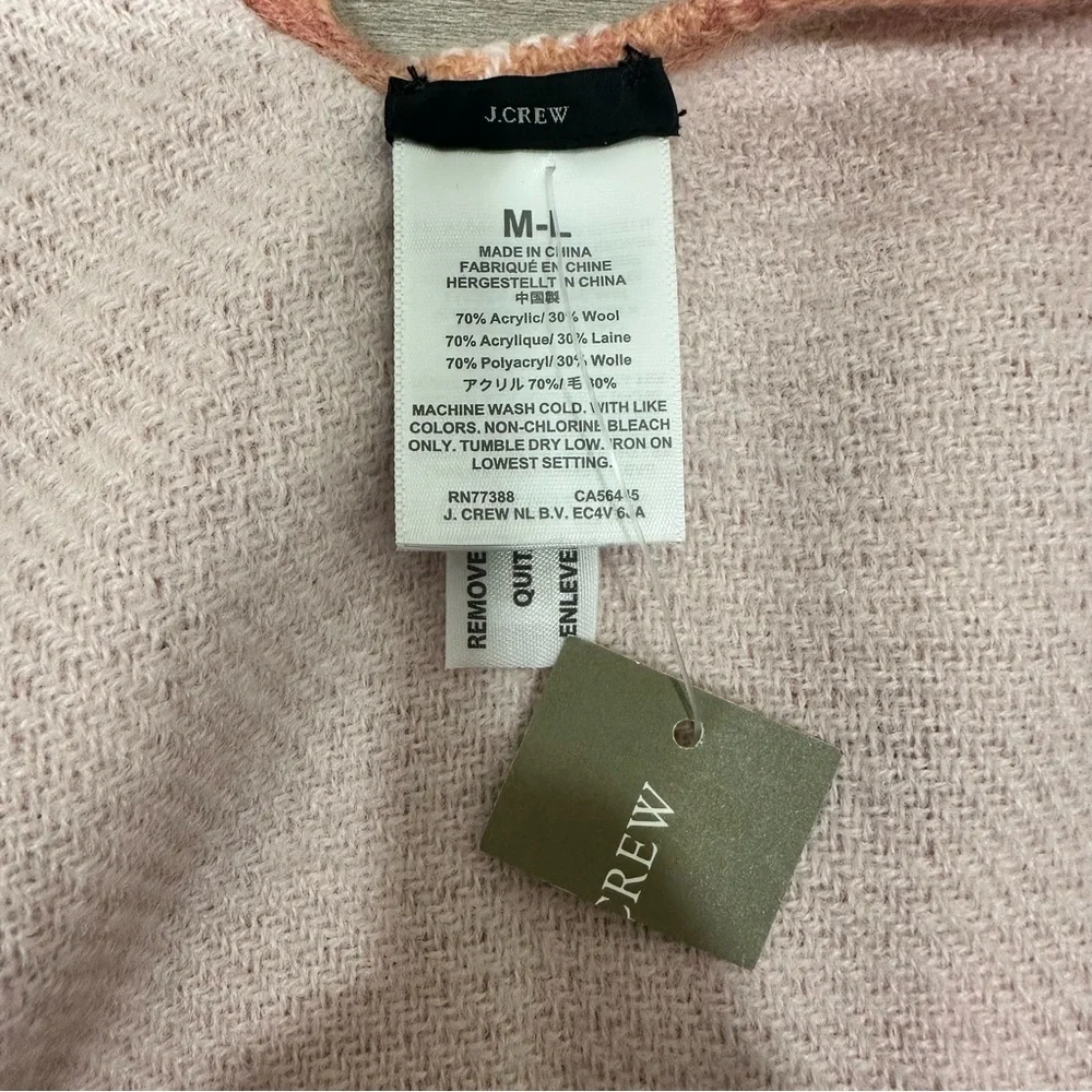 J Crew Pink Plaid Reversible Blanket Poncho Wrap Size M/L NWT - Picture 7 of 9